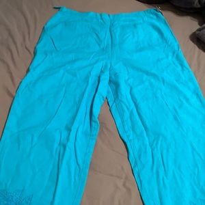 Aqua linen cotton blend pants